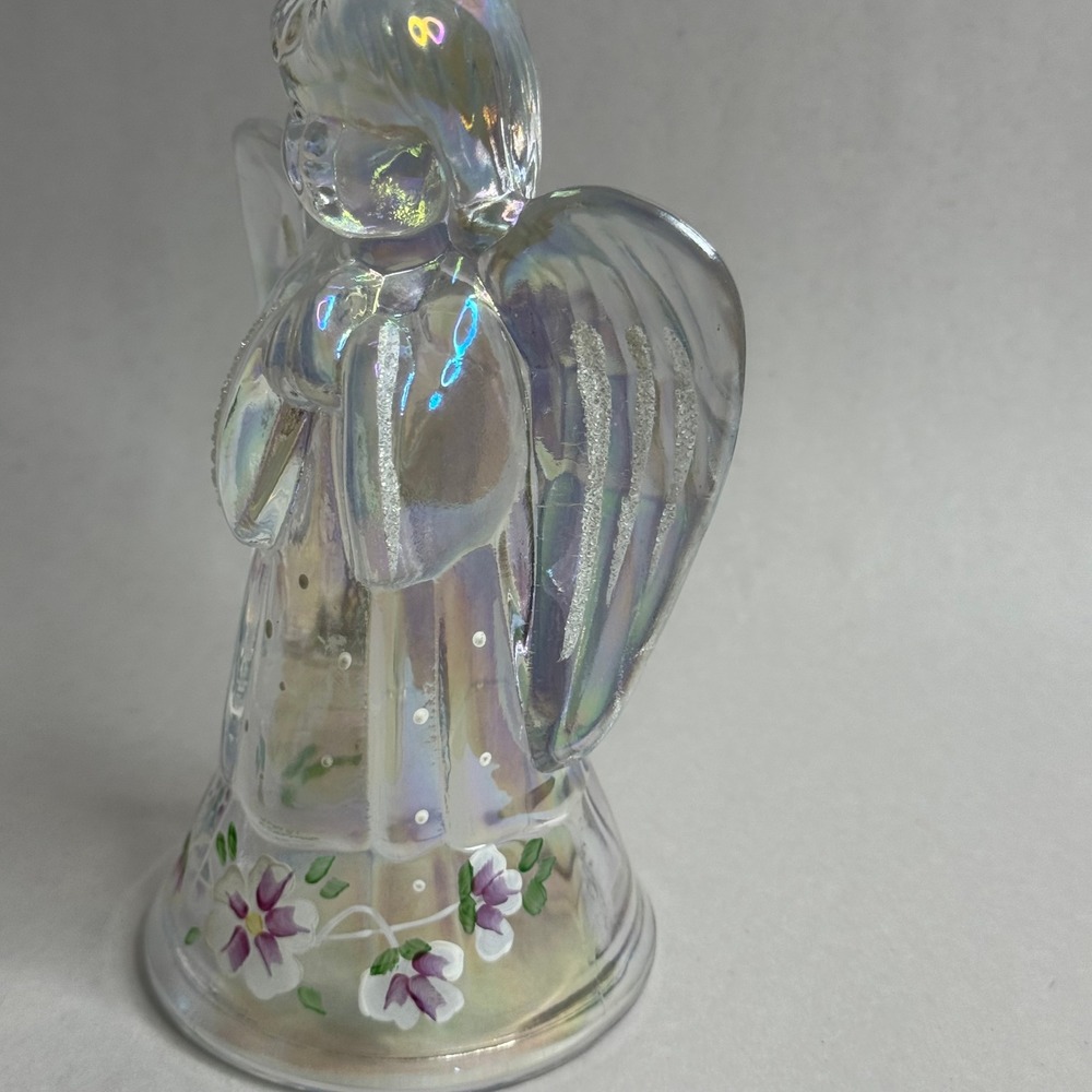 FENTON Iridescent Glass Angel‎ Figurine Praying Hands Flowers Holiday Decor - Picture 2 of 10